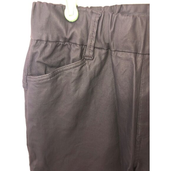 Bevy Pants Size 25 Pull On Coated Cotton Stretch Skinny Black High Waist Edgy - Picture 7 of 10